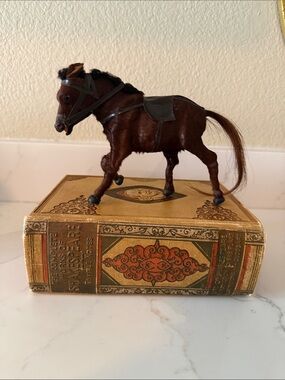 Vintage Horse Figurine with Horse Hair Body and Tail